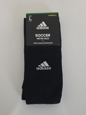 adidas Black Soccer Metro Socks with White Logo